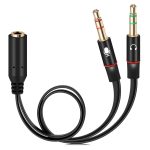 3.5mm Female to 2 Dual 3.5mm Male Headphone Mic Audio Y Splitter Cable for PC and Smartphone
