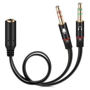 Audio Y Splitter Cable for PC and Smartphone (3.5mm Female to 2 Dual 3.5mm Male Headphone Mic)