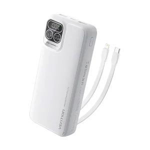 Vention I13BB-V2 Dual Cable 10000mAh 22.5W Power Bank with LED Display (White)